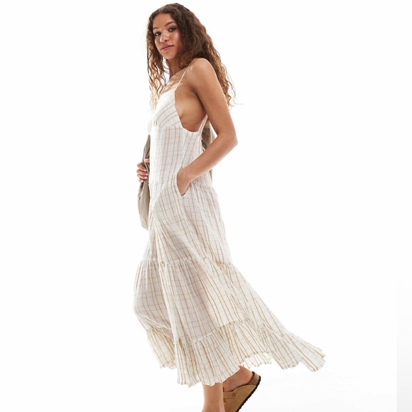 Free People Butter Yellow Maxi Dress w/ Pockets in Canvas Combo Small - Picture 6 of 11